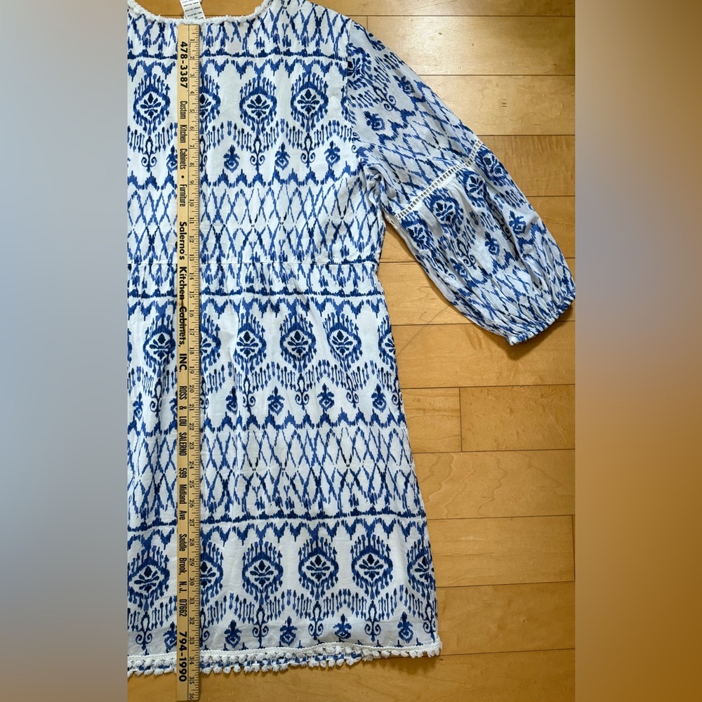 Tommy Bahama Women’s Ikat Print Swim Cover Up Dress 100% Cotton Navy White - XL - Picture 12 of 13